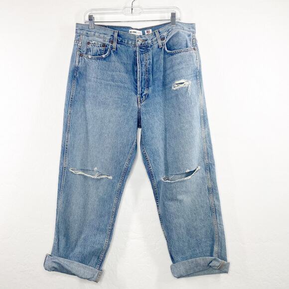 RE/DONE Originals Low Slung Distressed Crop Jeans 188-3WLSLC Size 30 Mid Rise - Picture 5 of 11